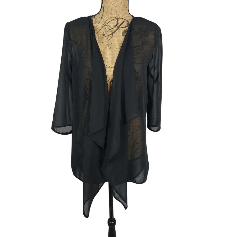 New w/tag! BONGO Size Small Sheer Black Chiffon Open Drape Cardigan Whimsigoth